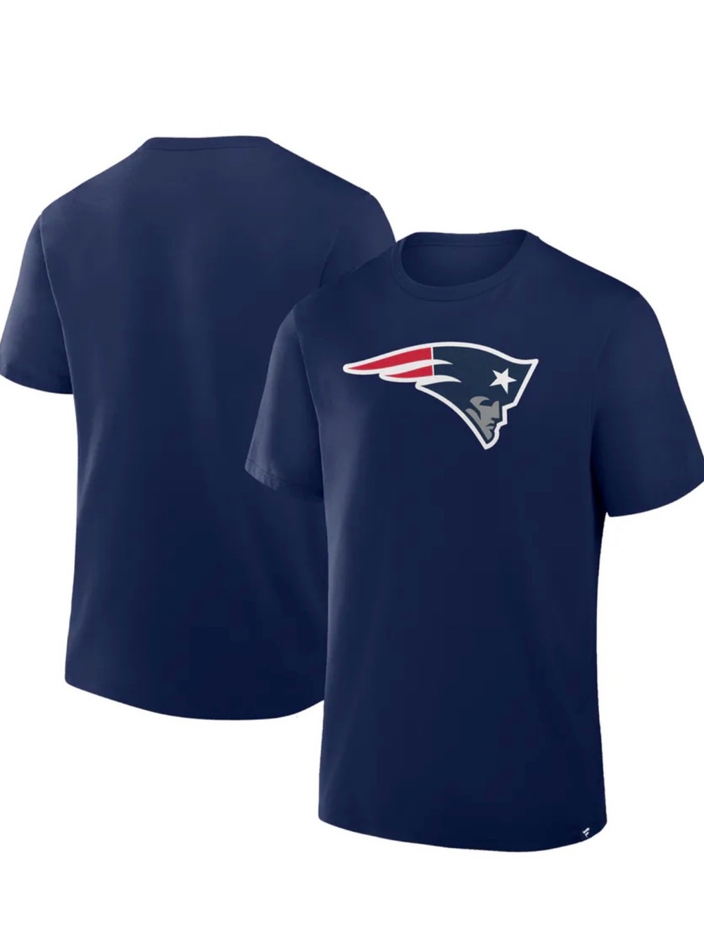 Fanatics Navy New England Patriots Short Sleeve Logo Tee. Size L.